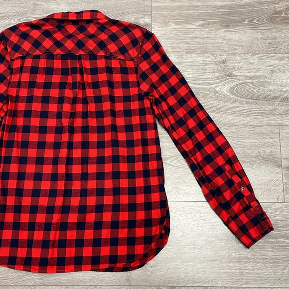NWOT J. Crew Perfect Fit Popover Long Sleeve Flannel Buffalo Plaid Top M - Picture 16 of 16